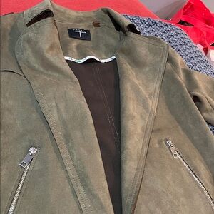 Faux leather jacket. Olive green.